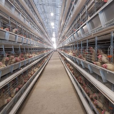 Hot Dip Galvanized H Type Layer Cage High Capacity Automated Poultry Cage with Automatic Feeding for Large Poultry Farm